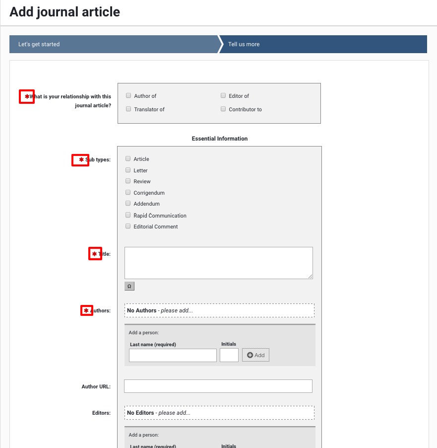 Add a Journal Article screenshot